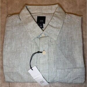 River Island Shirt Mens SMALL Button Up Grey Solid Long Sleeve